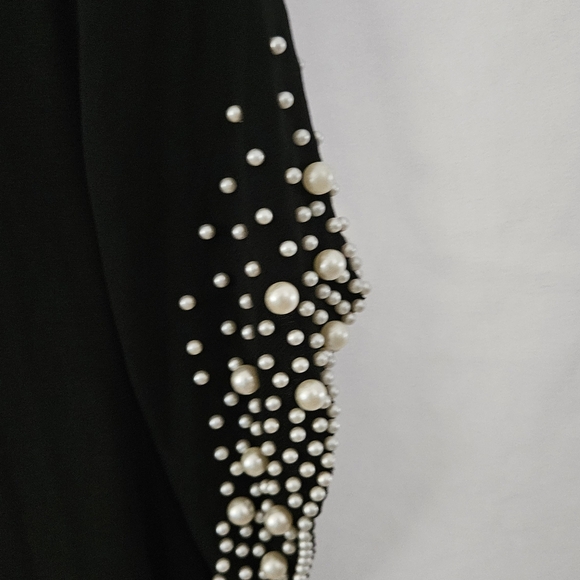 Tiana B. Black Asymmetrical Dress with Pearl Accents - Picture 2 of 2